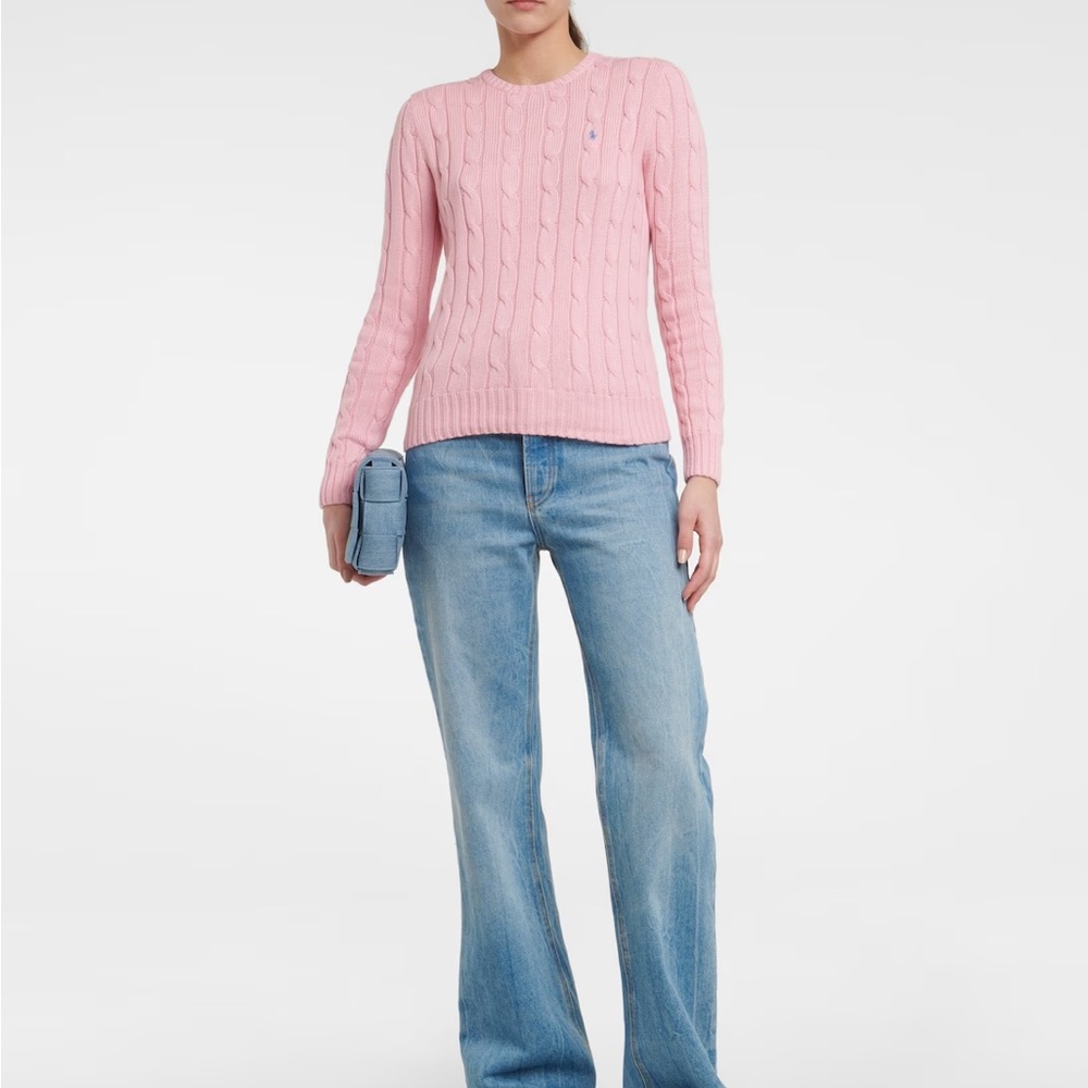 Ralph Lauren Sport Pink Cable Knit Sweater Small